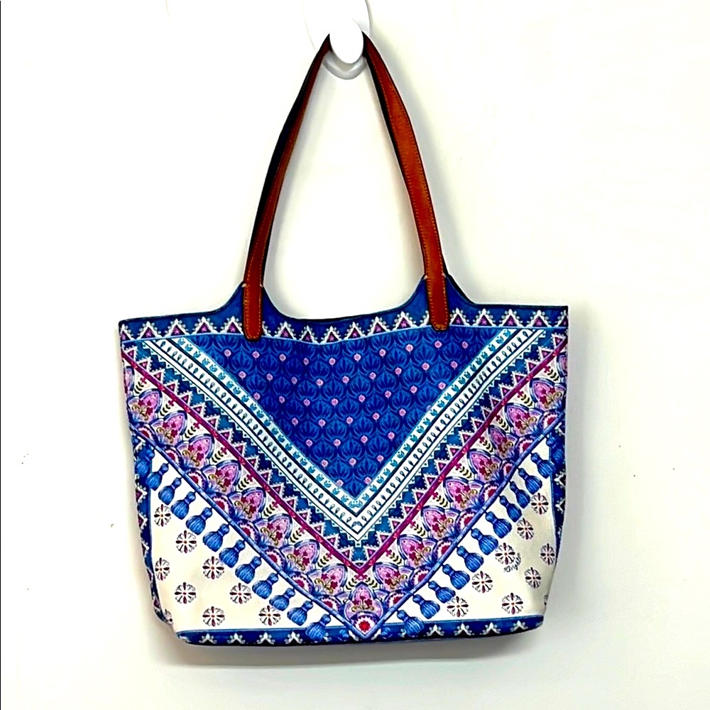 🌞 Brighton Casablanca Jewel blue pink Patterned Tote Bag 18” x 12” x 4.5”